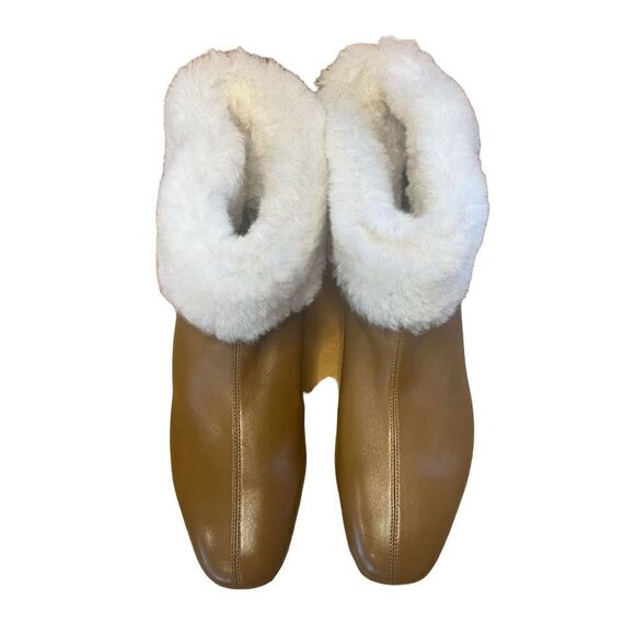 Mansur Gavriel Camel Cosy Leather Shearling Cuff Leather Bootie NWOB Size 39/9 - Picture 3 of 8